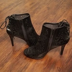 NWOT HOT🔥 Black Peep Toe Heel Ankle Booties